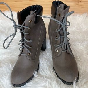 Grey heeled booties